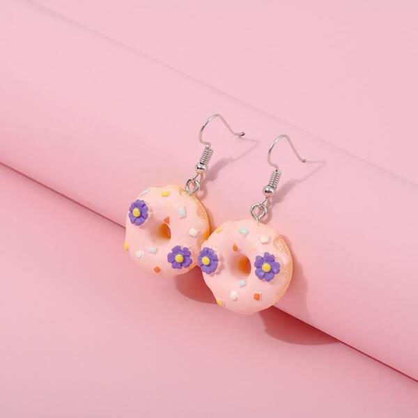 Girls Doughnut Drop Earrings, Multicolor