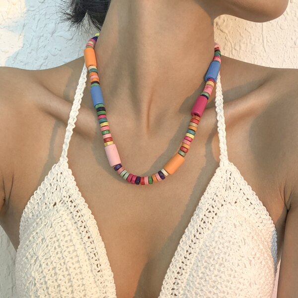 Simple Beaded Necklace, Multicolor