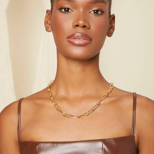 1pc Chain Necklace, Gold