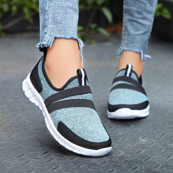 Two Tone Slip On Sneakers, Baby blue