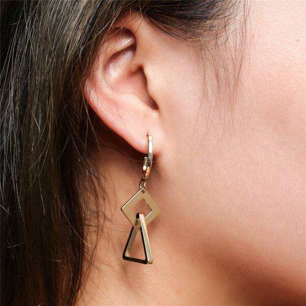 14K Gold Plated Geometric Design Earrings