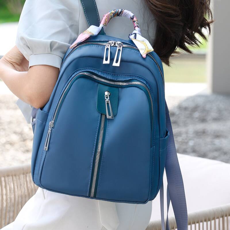 Solid Scarf Decor Functional Backpack, Blue 
Solid Scarf Decor Functional Backpack, Blue