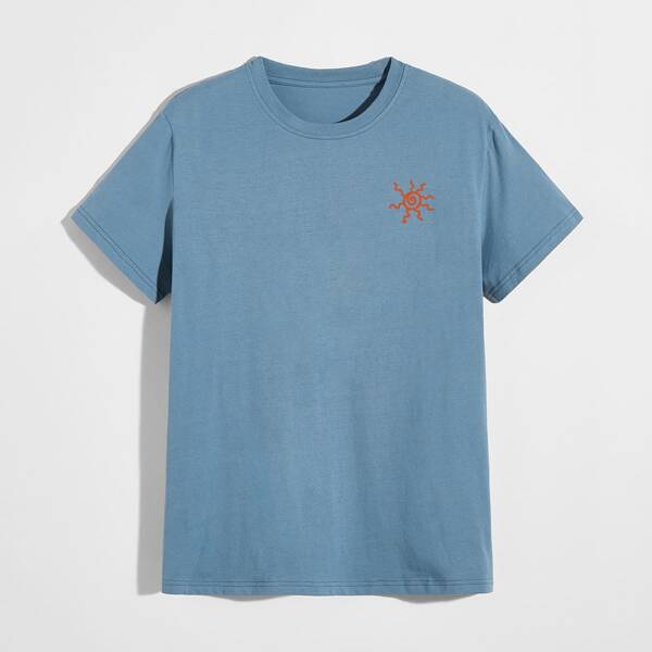 Men Graphic Print Tee, Dusty blue