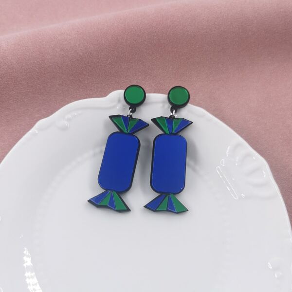 Acrylic Candy Decor Drop Earrings, Blue