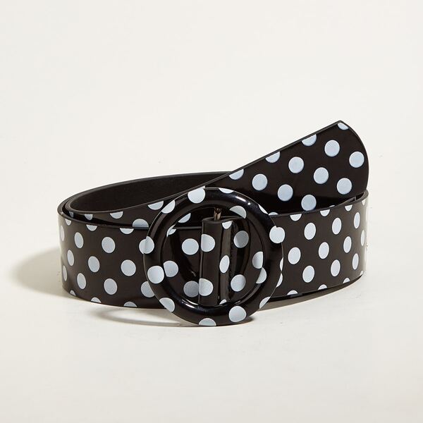 Round Buckle Belt, Black and white