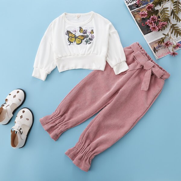 Toddler Girls Floral And Butterfly Print Sweatshirt & Belted Ruffle Hem Pants, Multicolor
Toddler Girls Floral And Butterfly Print Sweatshirt & Belted Ruffle Hem Pants, Multicolor