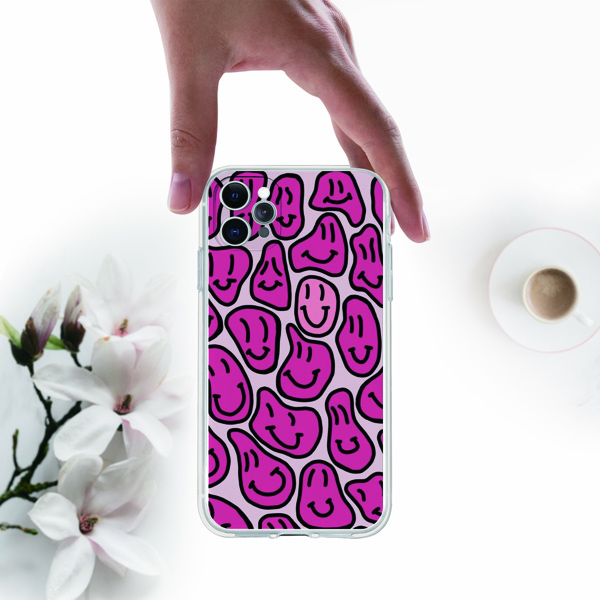 Cartoon Smile Phone Case, Burgundy