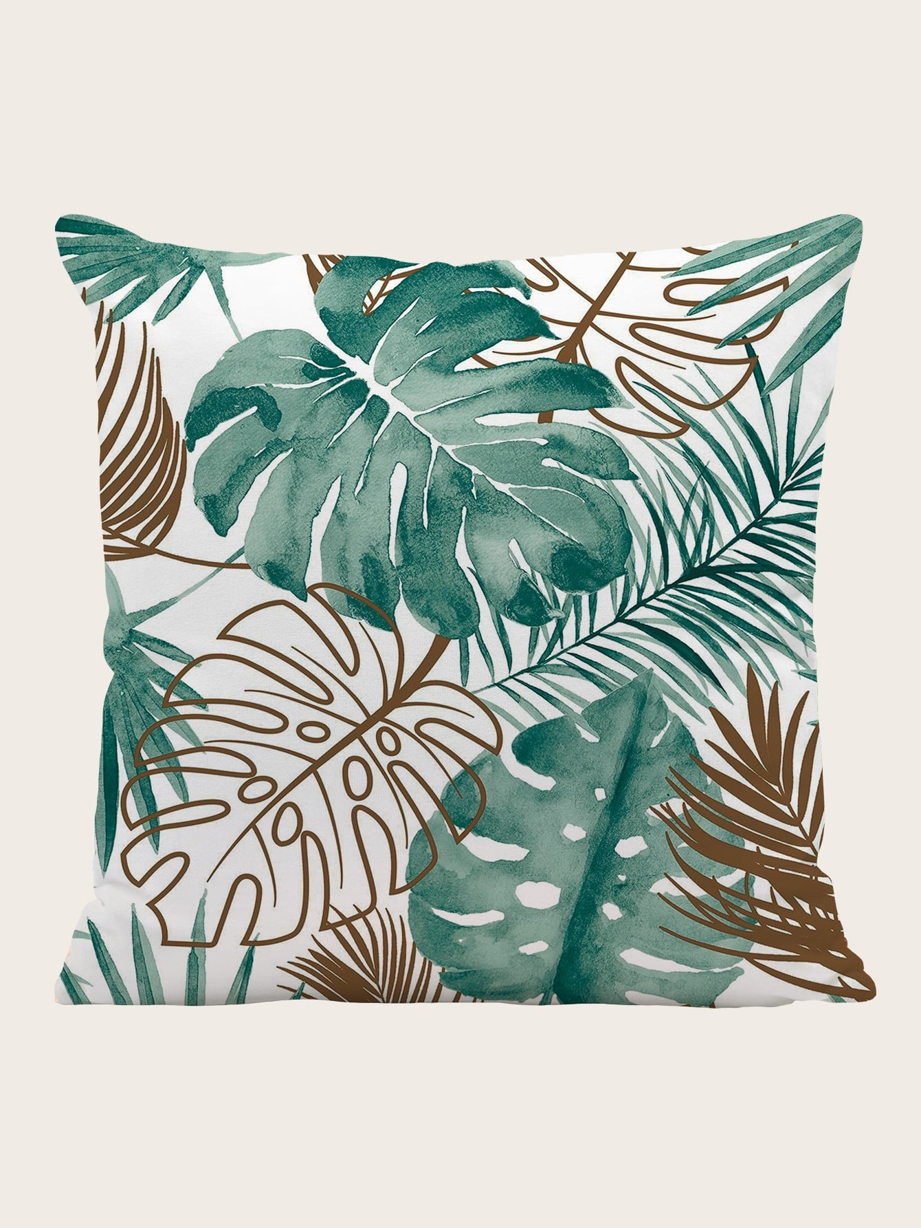 Leaf Print Cushion Cover Without Filler
