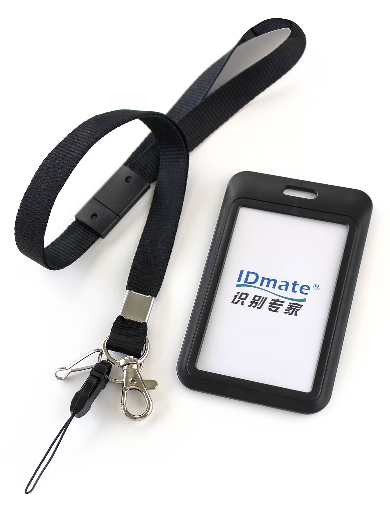 1pc Solid Color ID Card Cover With Lanyard