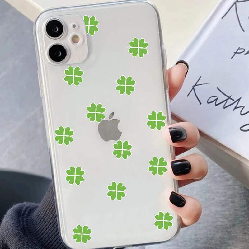 Four Leaf Clover Clear Phone Case, Multicolor 
Four Leaf Clover Clear Phone Case, Multicolor