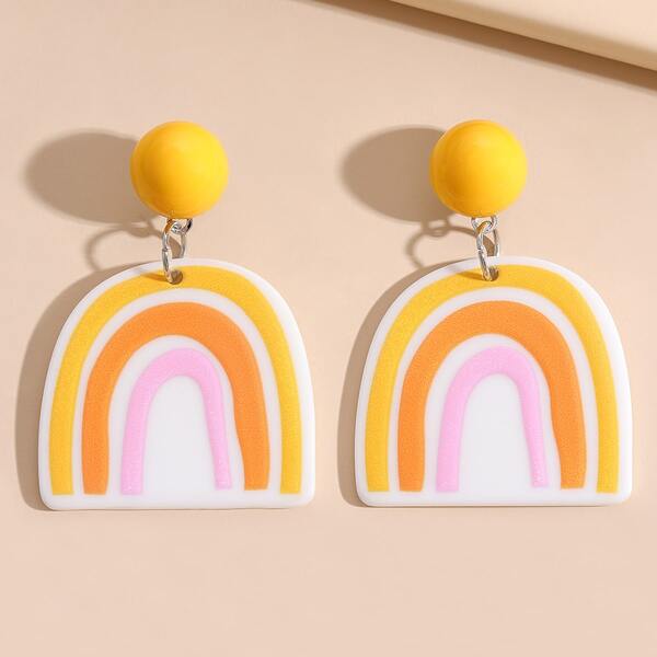 Geometric Drop Earrings, Multicolor