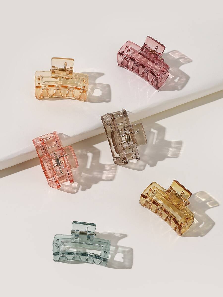 6 Peças Grampos de Cabelo Quadrados Pequenos Transparentes para Mulheres, Adequados para Uso Diário, Grampos de Cabelo de Rua, Grampos de Cabelo, Presilhas de Cabelo, Pinças de Cabelo, Clipes de Cabelo, Acessórios Escolares, Faculdade