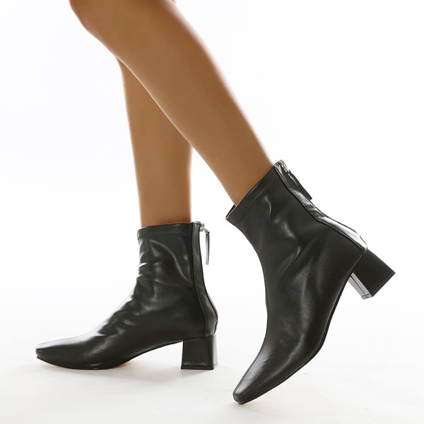 Minimalist Back Zipper Classic Boots, Black