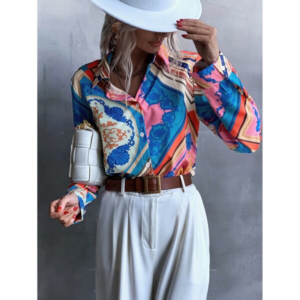Scarf Print Blouse, Multicolor