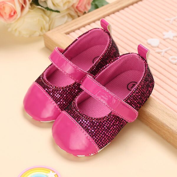 Baby Sequin Decor Flats, Hot pink
