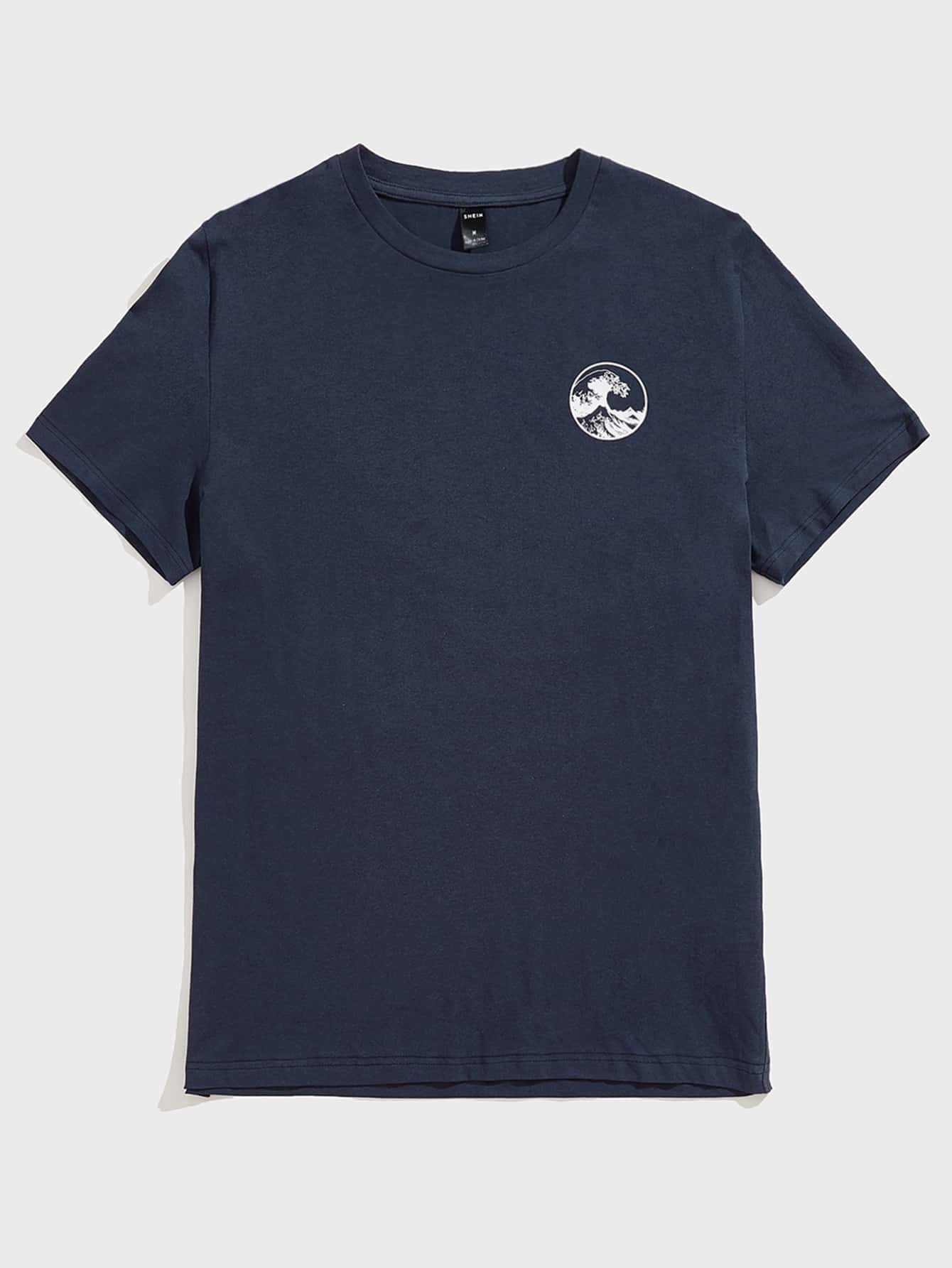 Manfinity VCAY Camisetas ajustadas de cuello redondo y manga corta para hombre con lema, parte superior tejida casual de verano