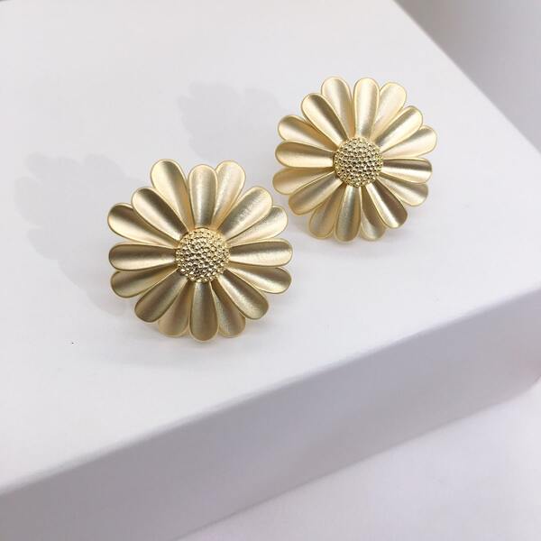 14K Gold Plated Flower Design Earrings