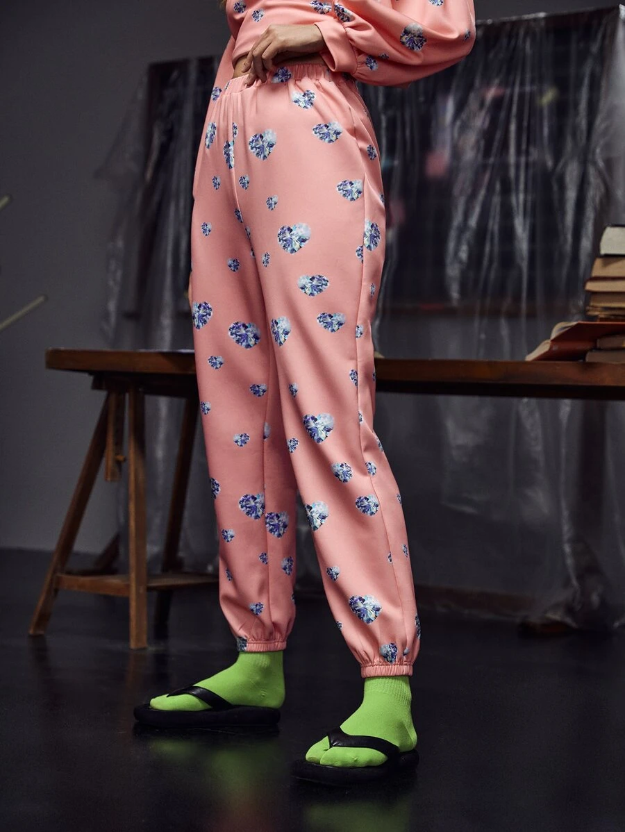 NIKYA Joggers de talle alto con estampado de diamante