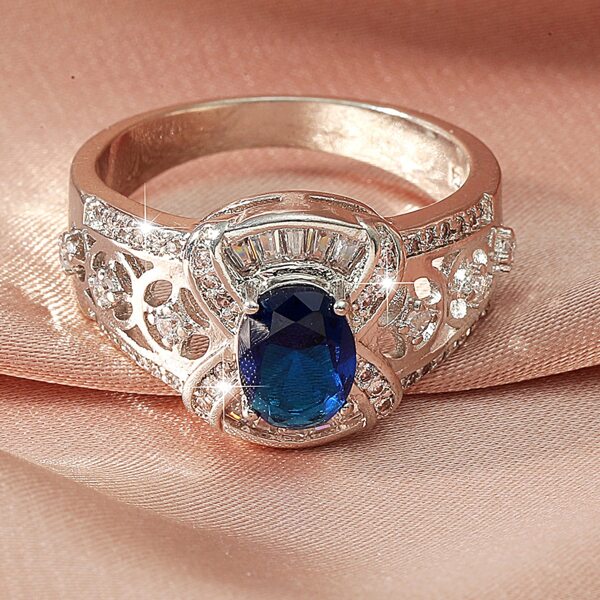 Zircon Decor Ring, Blue