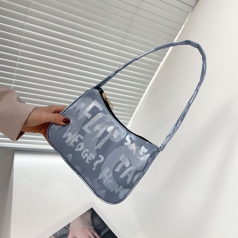 Letter Graphic Shoulder Bag, Blue 
Letter Graphic Shoulder Bag, Blue