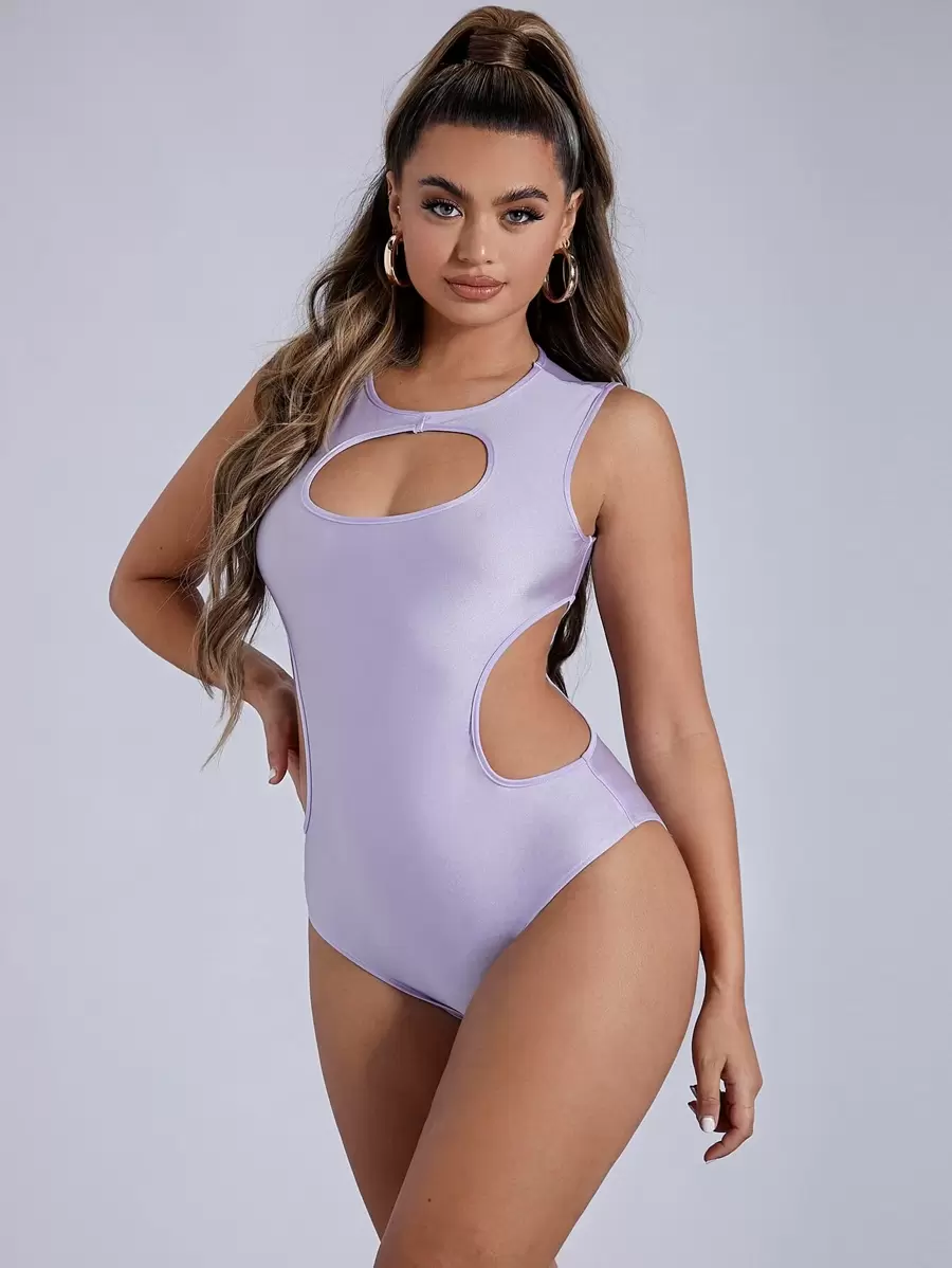 SHEIN SXY Solid Cut Out Bodysuit
