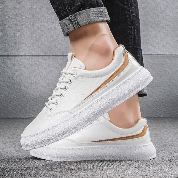 Men Textured Lace-up Front Skate Shoes, Ginger