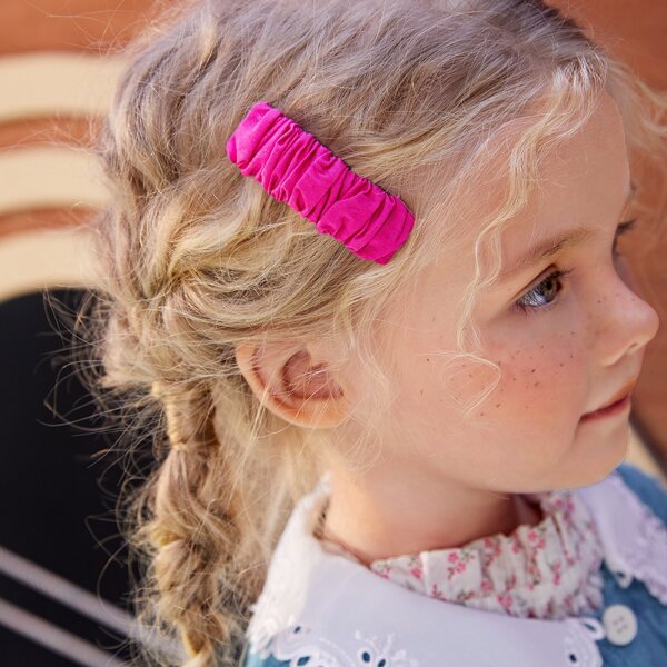 Girls Solid Snap Clip, Hot pink