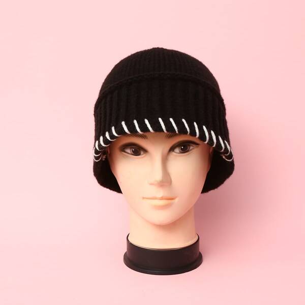 Minimalist Knitted Hat, Black