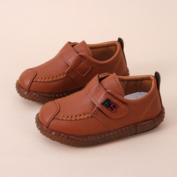 Toddler Boys Stitch Detail Velcro Strap Flats, Brown