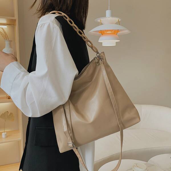 Minimalist Chain Shoulder Bag, Camel