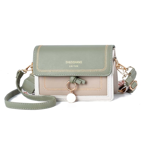 Colorblock Flap Crossbody Bag, White