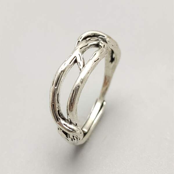Branch Decor Ring, Antique silver