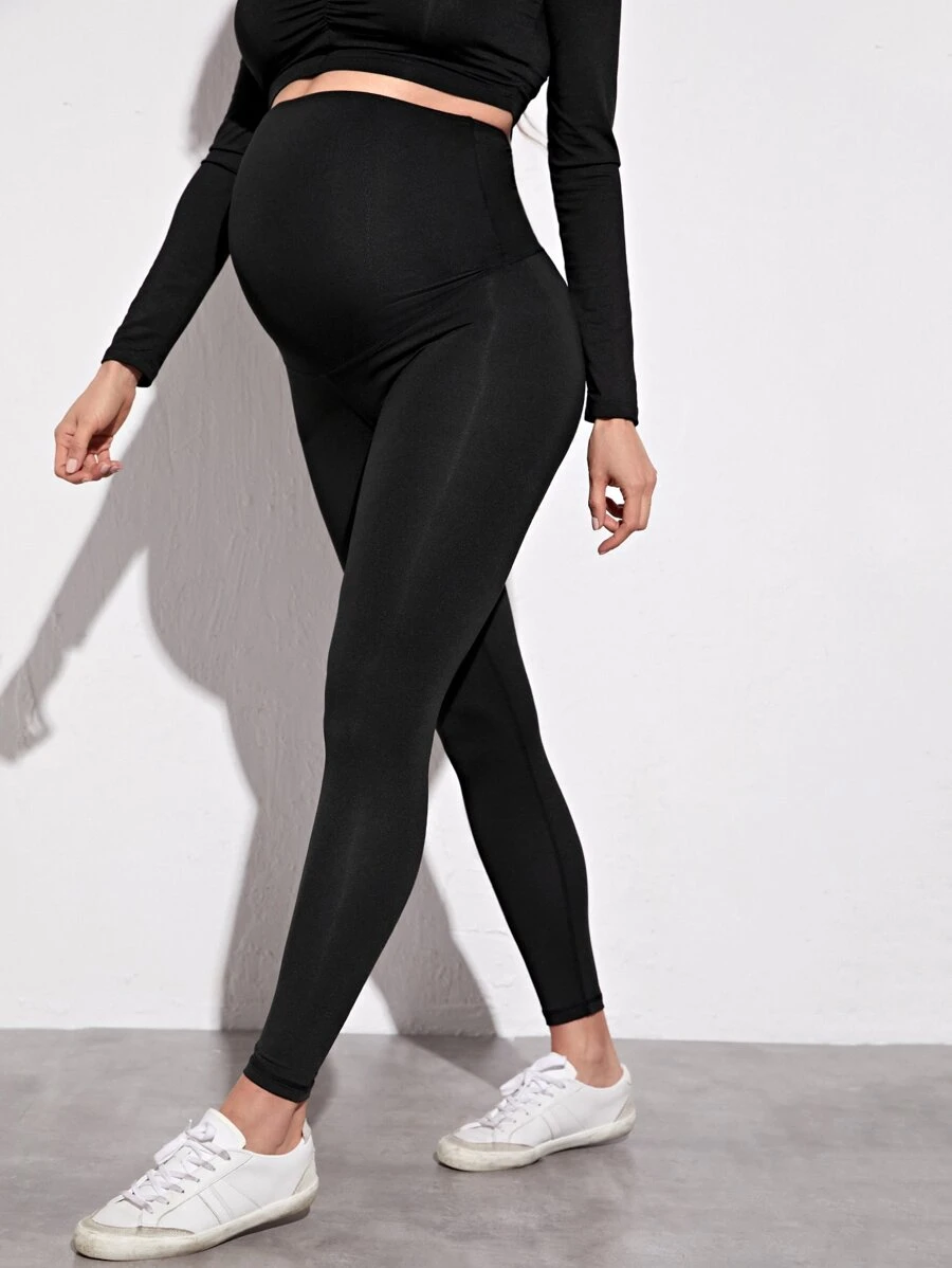 SHEIN Maternity Solid Wide Waistband Leggings