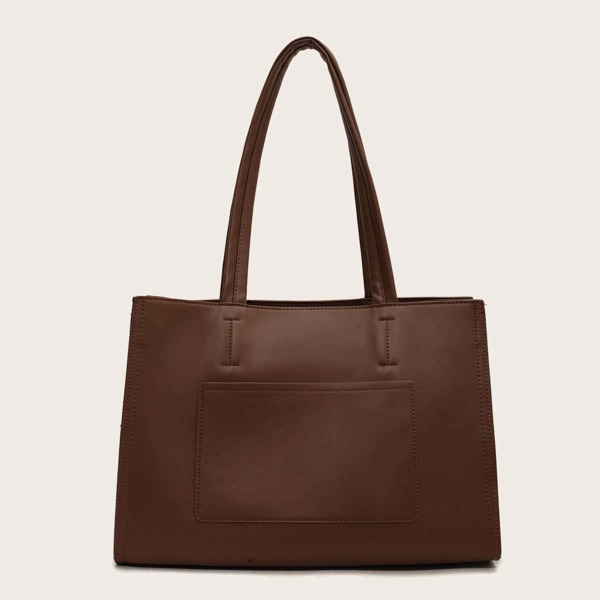 Minimalist Large Capacity Shoulder Tote Bag, Brown