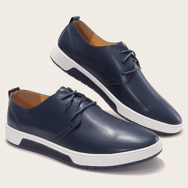 Men Minimalist Lace-up Dress Shoes, Navy blue