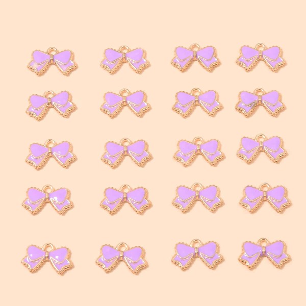 20pcs Bow Design Pendant, Purple