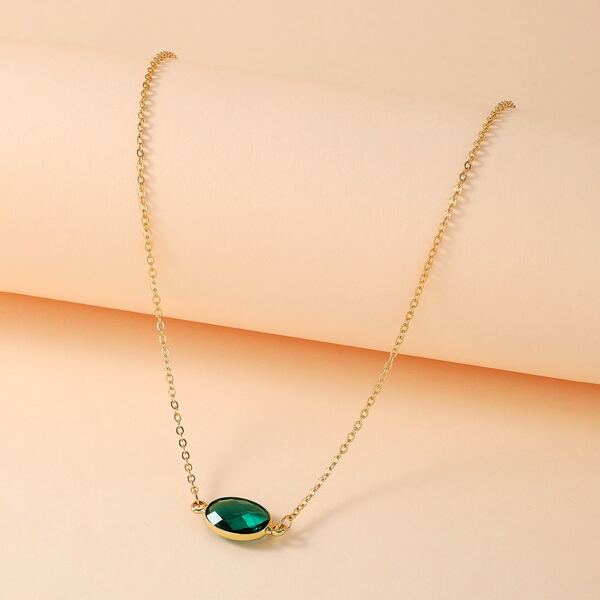 Gemstone Charm Necklace, Green