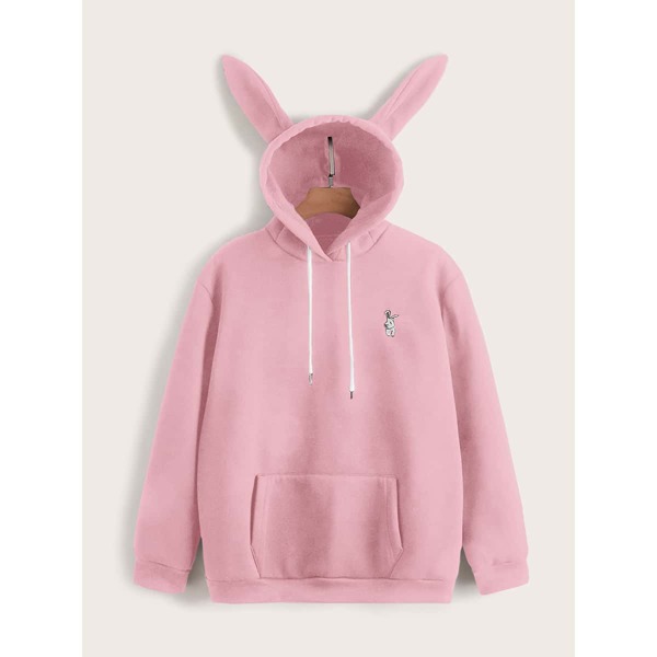 Plus Rabbit Embroidery Drop Shoulder Drawstring 3D Ears Design Thermal Lined Hoodie, Dusty pink
Plus Rabbit Embroidery Drop Shoulder Drawstring 3D Ears Design Thermal Lined Hoodie, Dusty pink