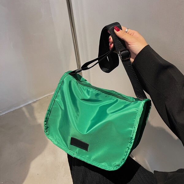 Letter Patch Crossbody Bag, Green