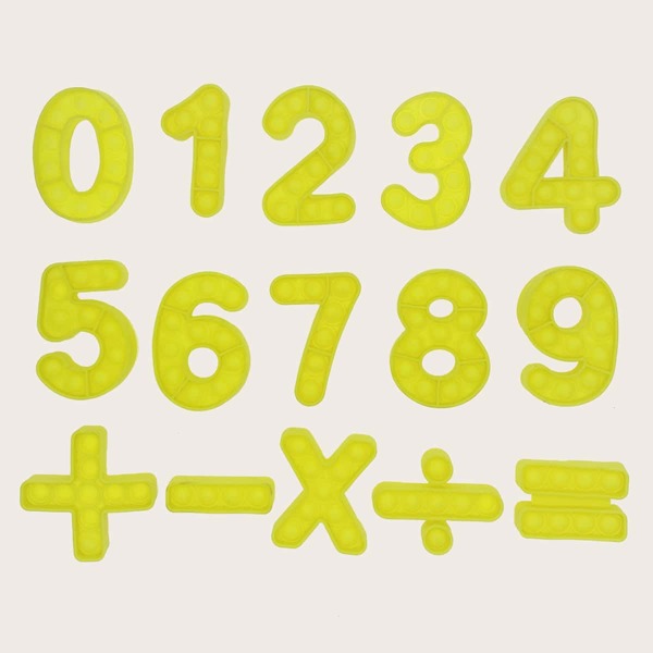 15pcs Number Push Pop Bubble, Yellow