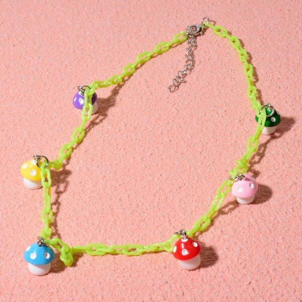 Mushroom Pendant Chain Necklace, Multicolor