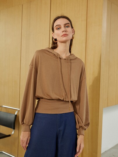SHEIN Drop Shoulder Drawstring Hoodie