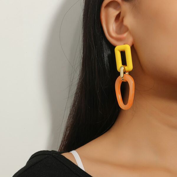 Acrylic Chain Earrings, Multicolor