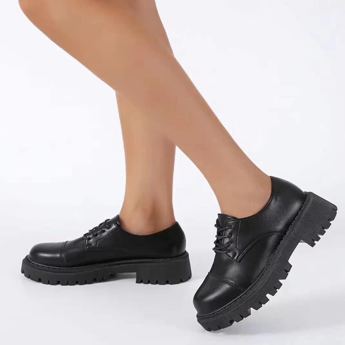 Lace Up Front Platform Oxford Shoes, Black 
Lace Up Front Platform Oxford Shoes, Black