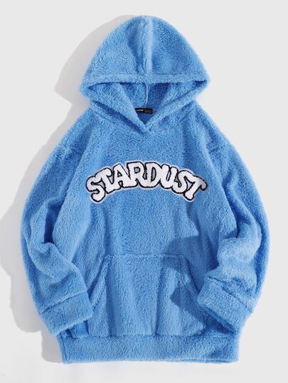 Letter Embroidery Teddy Hoodie