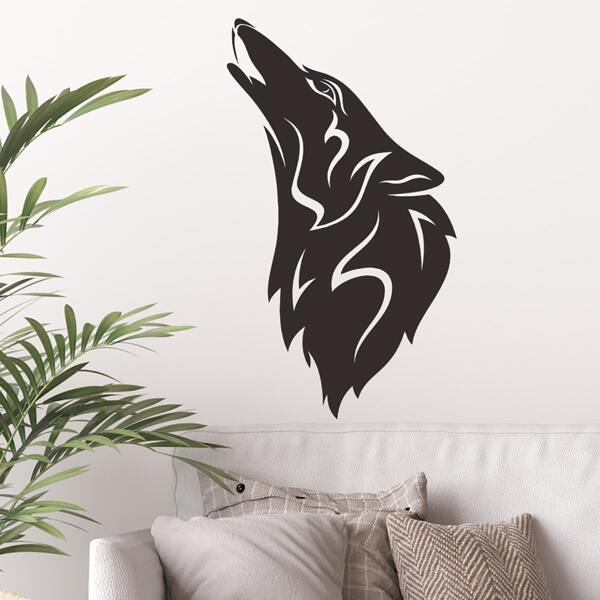 Wolf Pattern Wall Sticker, Black