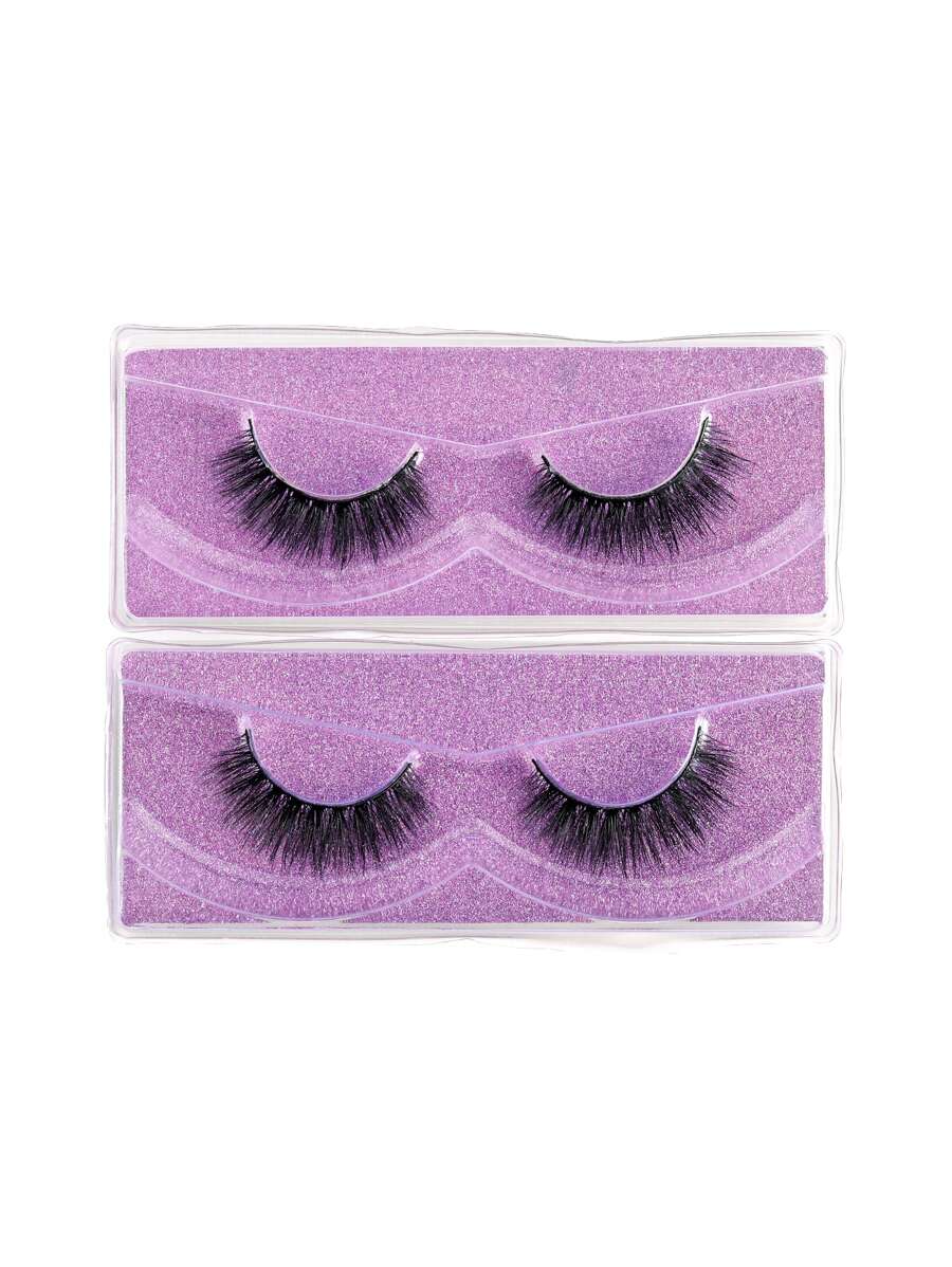 2 Paying complete eyelashes thick curling 14mm fluffy slim false eyelashes Daily Volumized naturally slender