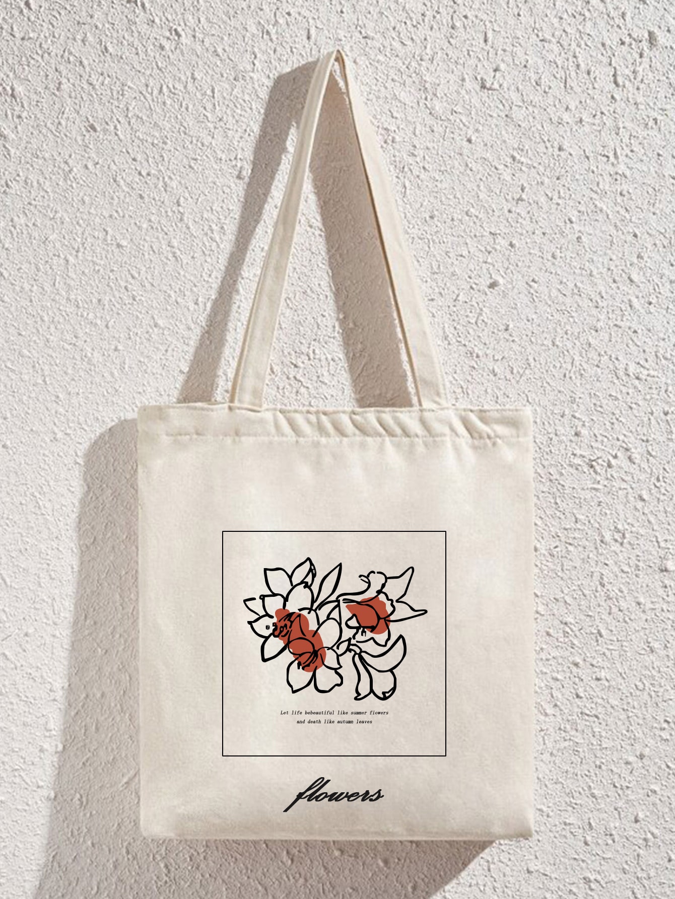 Floral Graphic Canvas Tote Bag