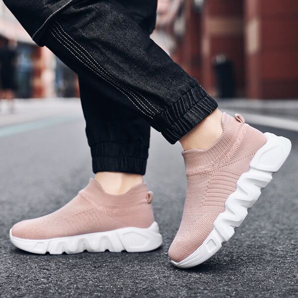 Girls Knit Slip On Sneakers, Pink