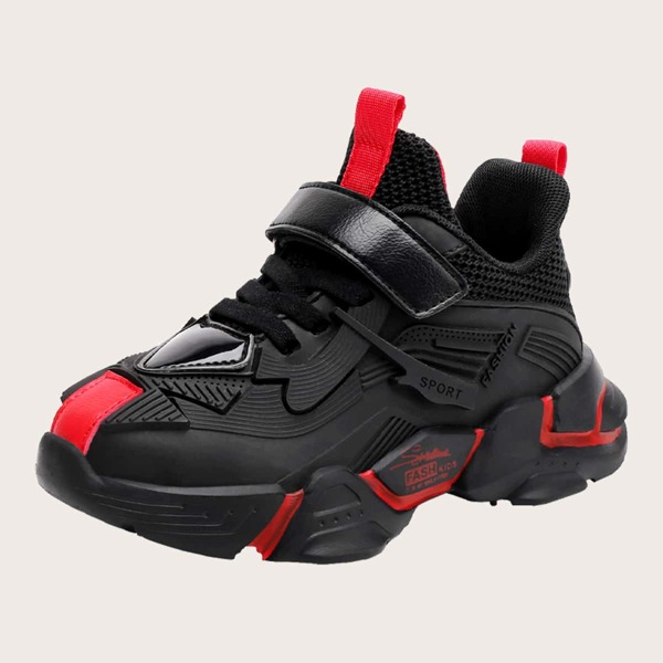 Boys Minimalist Letter Graphic Running Shoes, Red